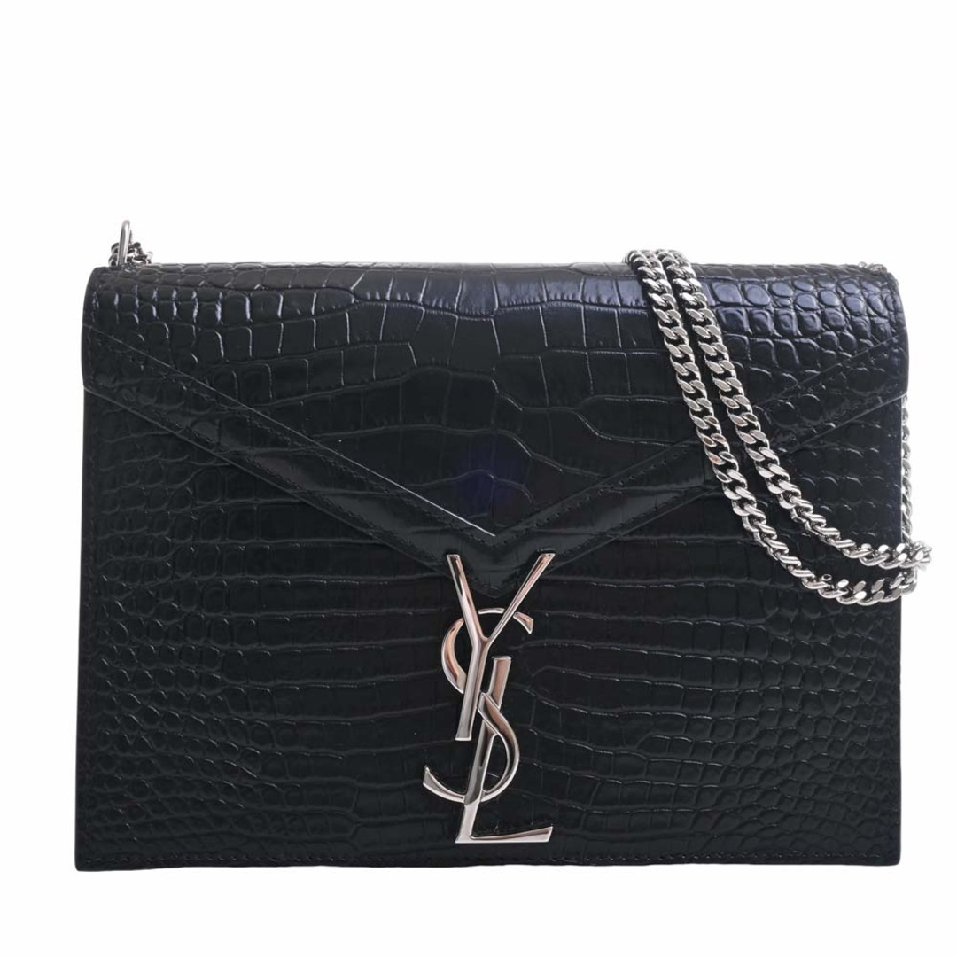 新品未使用　サンローランパリ　クラッチバッグ　クロコ　カサンドラ　YSL　黒