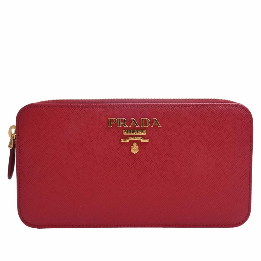 その他PRADA プラダ SAFFIANO METAL チェーン ショルダーウォレット 長財布 1DH010 レッド by