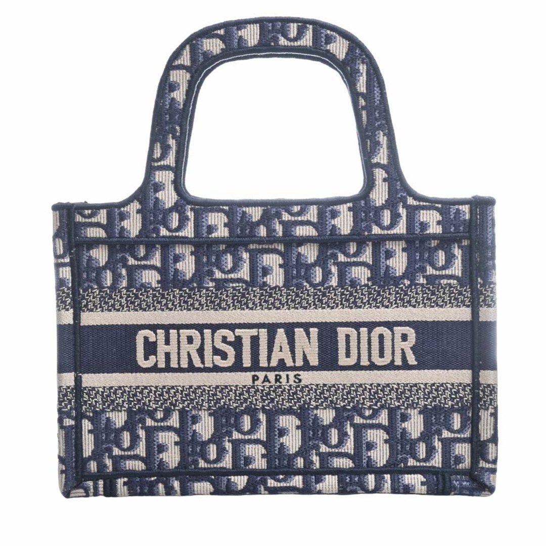 レディースChristian Dior クリスチャンディオール オブリーク キャンバス ブックトート ミニバッグ ハンドバッグ - ネイビー by