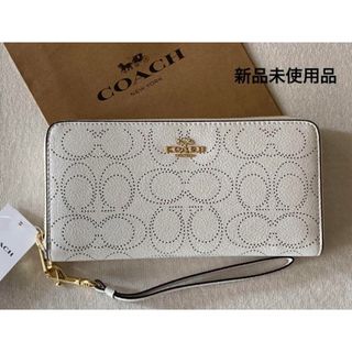 コーチ(COACH)のCOACH コーチ　長財布　白　シグネチャー(財布)