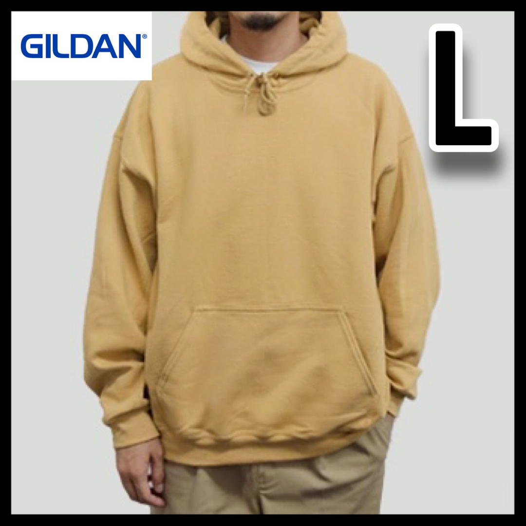 GILDAN(ギルタン)の新品 ギルダン 8oz プルオーバー 無地パーカー 裏起毛 オールドゴールド L メンズのトップス(パーカー)の商品写真