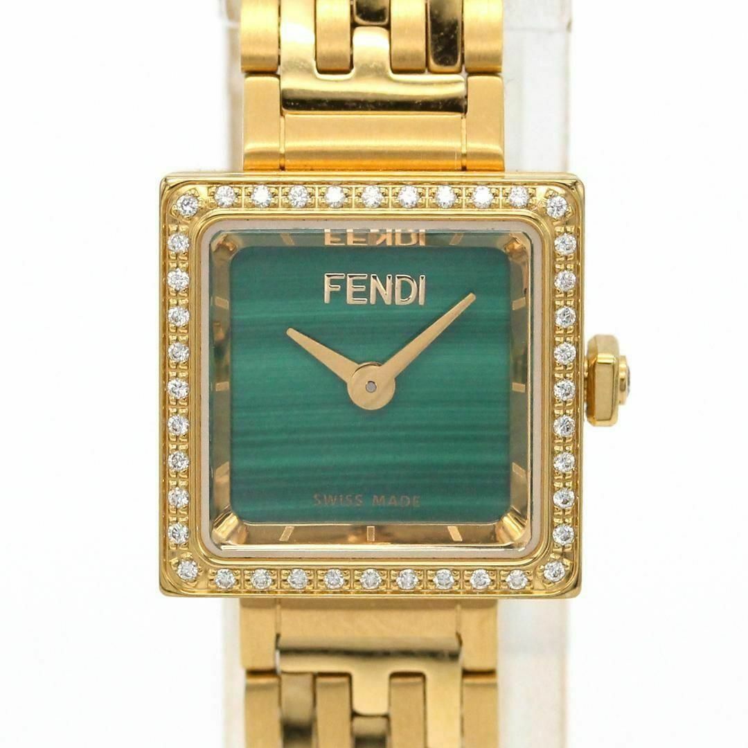 グリーンケースサイズ美品 フェンディ マラカイト ダイヤル レディース 腕時計 A03099