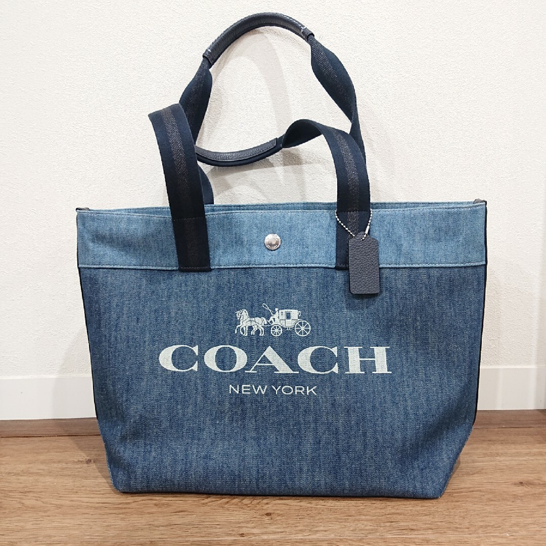 約14cm持ち手COACHデニムトートバッグ