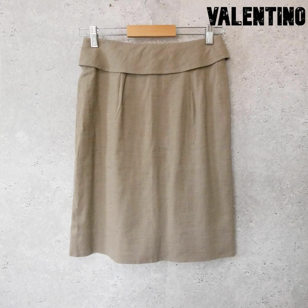 VALENTINO(ヴァレンティノ)の美品 ヴァレンティノ リネン×レーヨン 膝丈 タイト スカート ベージュ レディースのスカート(ひざ丈スカート)の商品写真