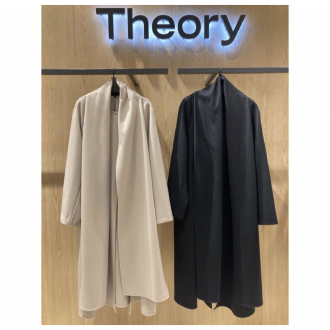Theory 20aw スカーフ付きロングコート 050ブラック Theory 20aw スカーフ付きロングコート 050ブラック