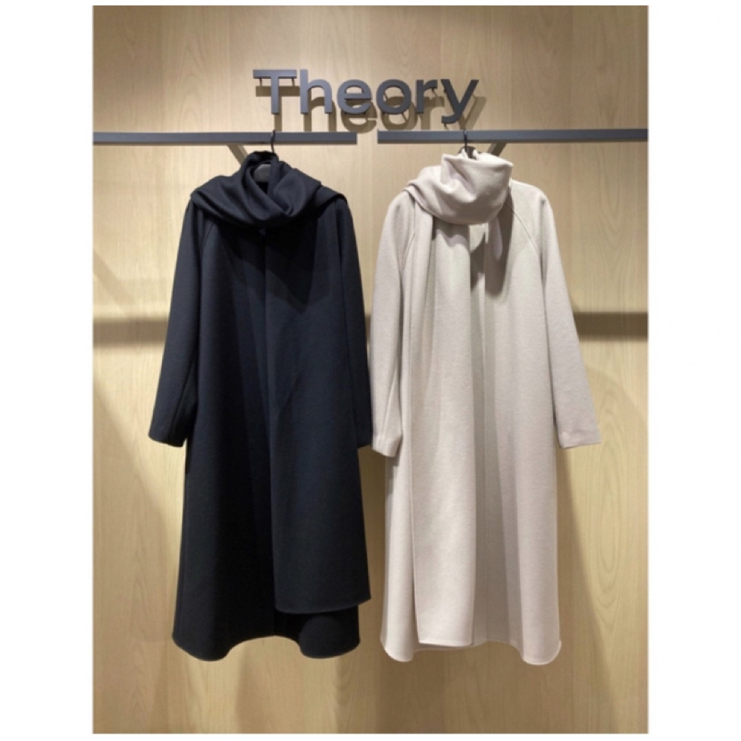 Theory 20aw スカーフ付きロングコート 050ブラック Theory 20aw スカーフ付きロングコート 050ブラック