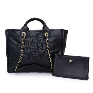 シャネル(CHANEL)のシャネル ドーヴィル ラージ ショッピングバッグ 2WAY チェーン ショルダー ハンドバッグ カーフスキン レザー ブラック 黒 ゴールド金具 A66941 CHANEL（新品・未使用品）(ハンドバッグ)