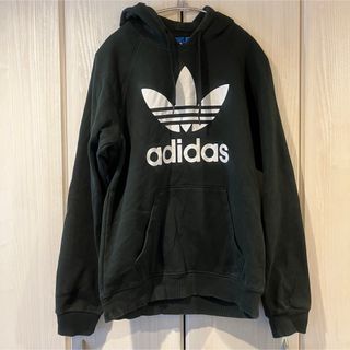 アディダス(adidas)のadidas アディダス パーカー トレフォイル ビッグロゴ 裏起毛 無地 深緑(パーカー)