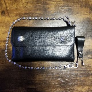 クロムハーツ(Chrome Hearts)のフリー様ウェーブウォレット+ベルトループ+シルバー925クロスウォレットチェーン(折り財布)