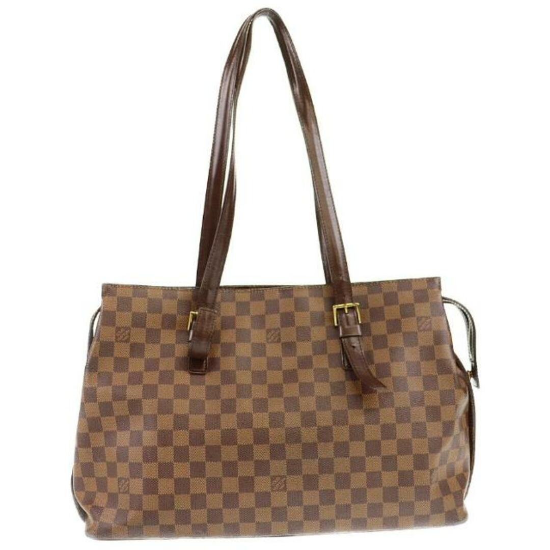 ルイヴィトン トートバッグ チェルシー N51119  ダミエ エベヌ ブラウン LOUIS VUITTON  | シンプル バック 鞄 ブランド ビトン ショルダーバッグ 茶 レディース 革 Bランク