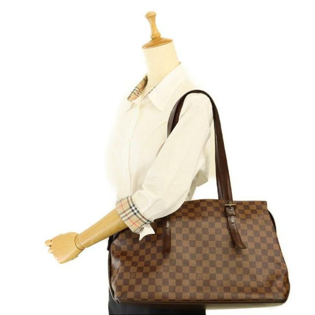 ルイヴィトン トートバッグ チェルシー N51119  ダミエ エベヌ ブラウン LOUIS VUITTON  | シンプル バック 鞄 ブランド ビトン ショルダーバッグ 茶 レディース 革 Bランク