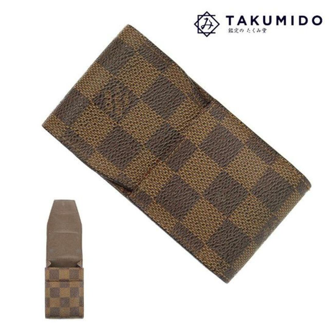 LOUIS VUITTON(ルイヴィトン)のルイヴィトン タバコケース エテュイ シガレット N63024 中古 ダミエ エベヌ ブラウン LOUIS VUITTON 【中古】 | シガレットケース ユニセックス たばこ ファッション 茶 ブランド小物 Bランク メンズのファッション小物(タバコグッズ)の商品写真