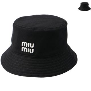 miumiu - ミュウミュウ MIU MIU バケットハット ドリル ロゴ ハット miumiu - ミュウミュウ MIU MIU バケットハット ドリル ロゴ ハット