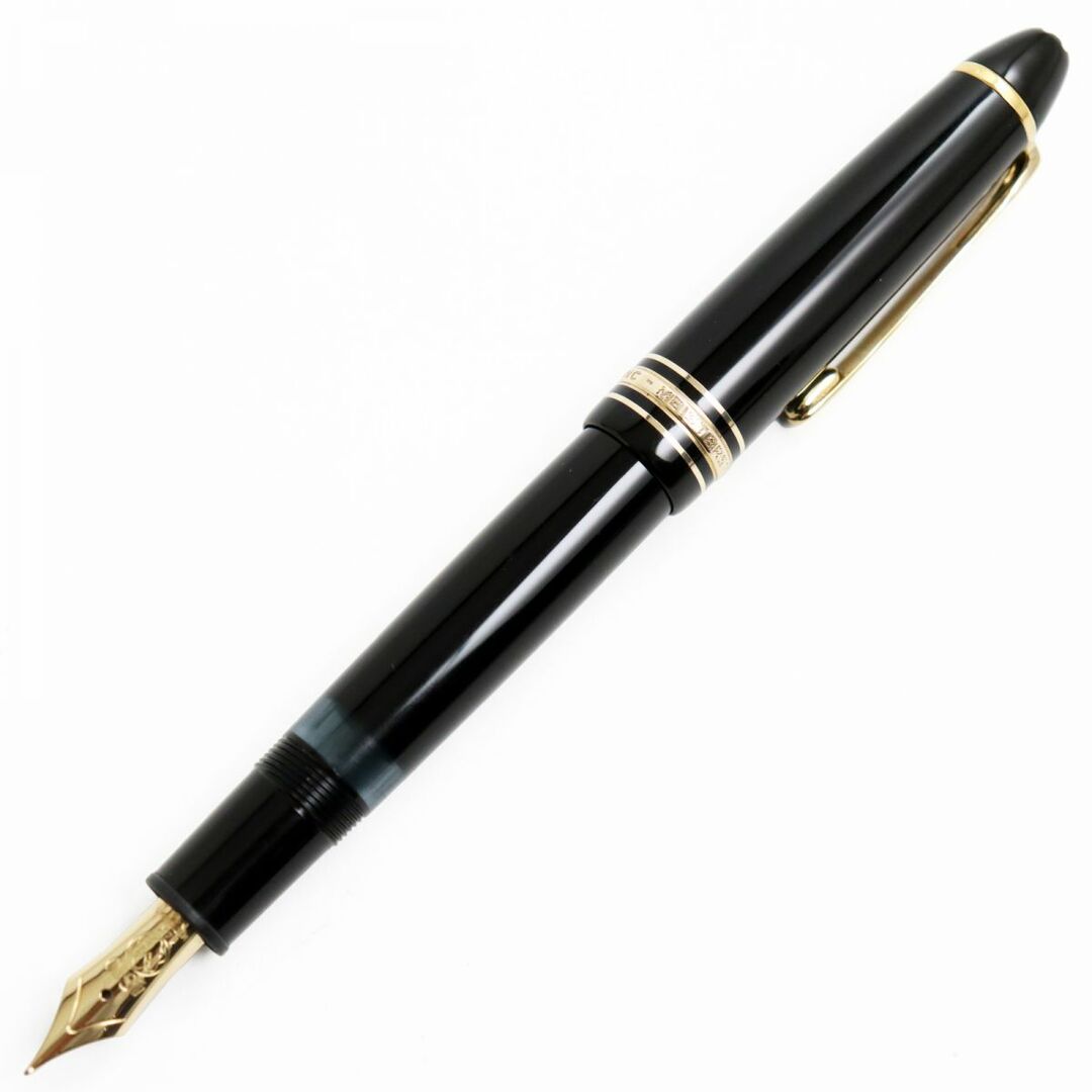 約14cm　グリップ幅美品●MONTBLANC モンブラン マイスターシュテュック No.146 ホワイトスター ペン先14K EFニブ 万年筆 ブラック×ゴールド ドイツ製