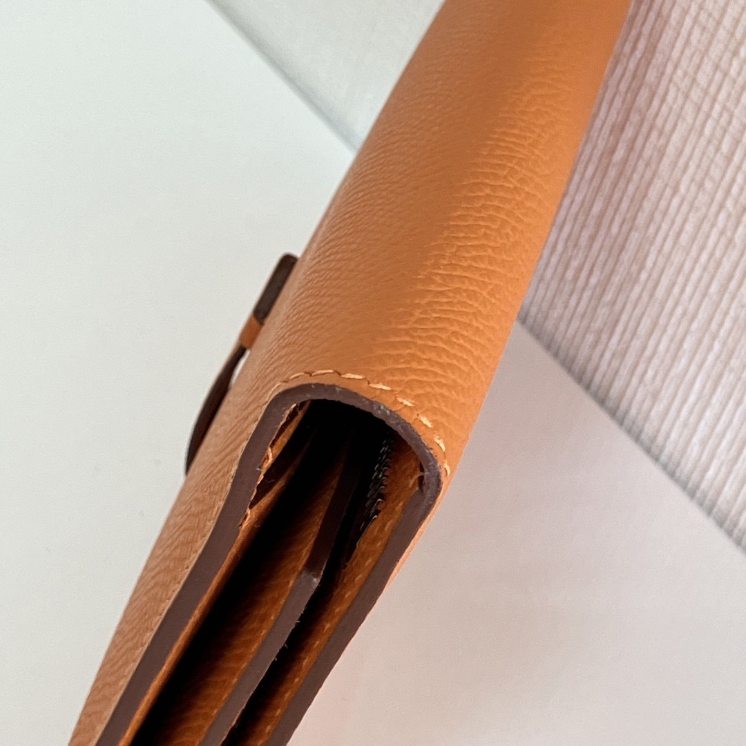 Hermes - 新品☆HERMES エルメス ベアン オレンジ 長財布 □k シルバー