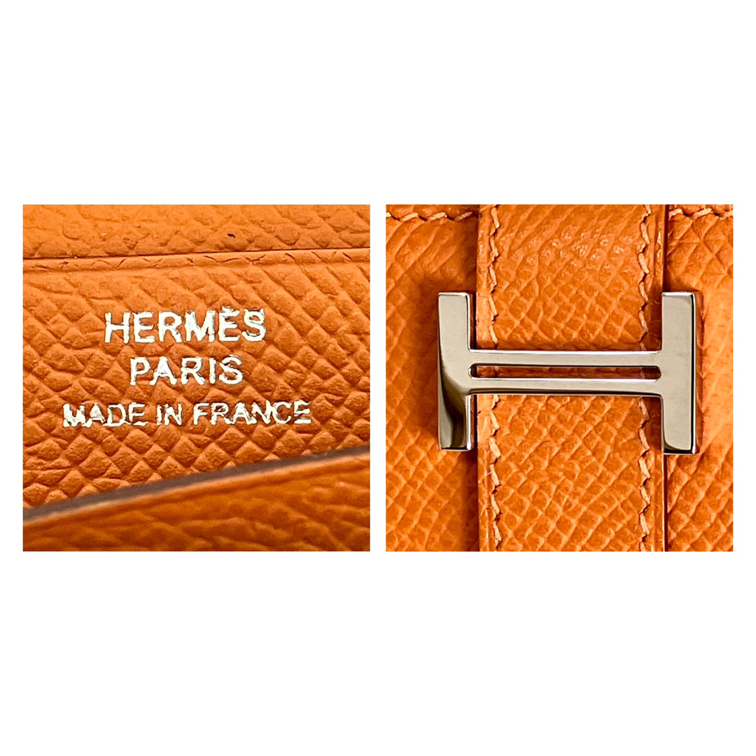 Hermes - 新品☆HERMES エルメス ベアン オレンジ 長財布 □k シルバー