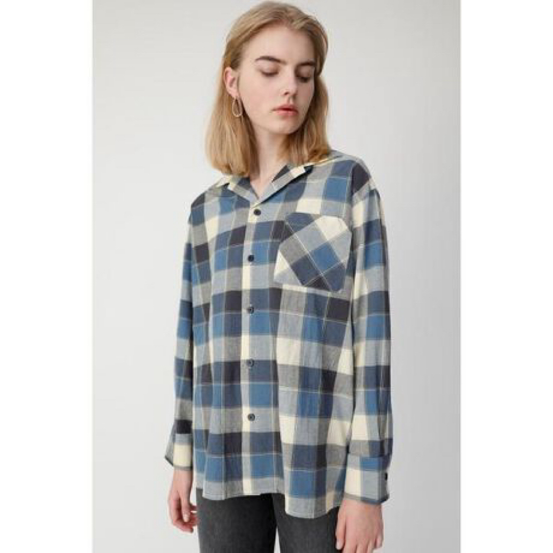 moussy(マウジー)の【MOUSSY(マウジー)】OPEN COLLAR CHECK SHIRT レディースのトップス(Tシャツ(長袖/七分))の商品写真