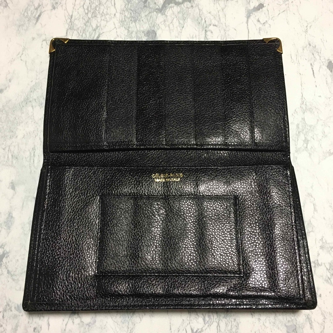 【美品】CELINE セリーヌ ロゴ刻印 長財布 札入れ メンズ レディス