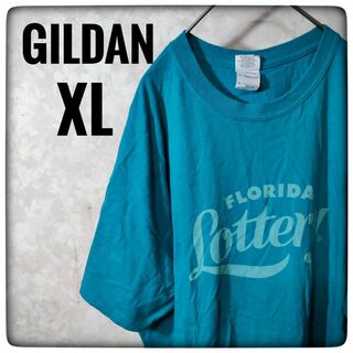 ギルタン(GILDAN)のアメリカ古着 XL GILDAN ギルダン Tシャツ 青緑 ブルーグリーン(Tシャツ/カットソー(半袖/袖なし))