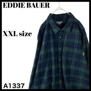 エディーバウアー(Eddie Bauer)のエディーバウアー メンズ 長袖シャツ フランネルシャツ チェック 緑 XXL(シャツ)