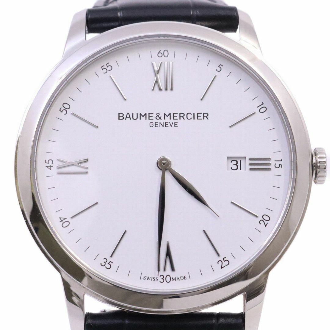 ボーム＆メルシエ クラシマ 42mmケース クォーツ メンズ 腕時計 白文字盤 純正革ベルト M0A10414２２ｍｍ付属品