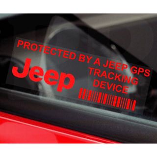 ジープ　Jeep　 セキュリティ ステッカー 赤 2枚セット　クライスラー(セキュリティ)