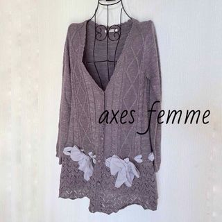 アクシーズファム(axes femme)のaxes femme トップス リボン ラメカーディガン Mサイズ / USED(カーディガン)