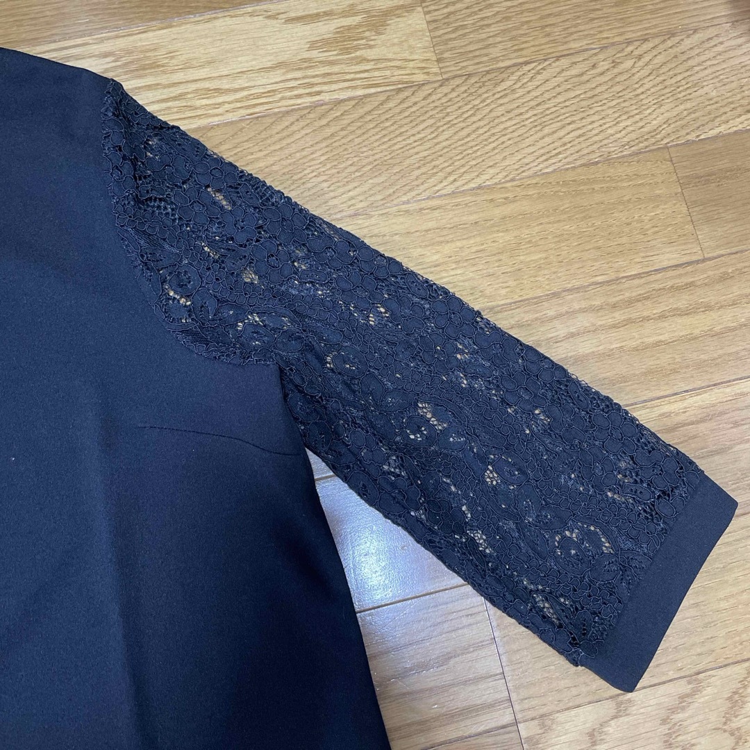 しまむら(シマムラ)の袖レース　黒ブラウス レディースのトップス(シャツ/ブラウス(長袖/七分))の商品写真
