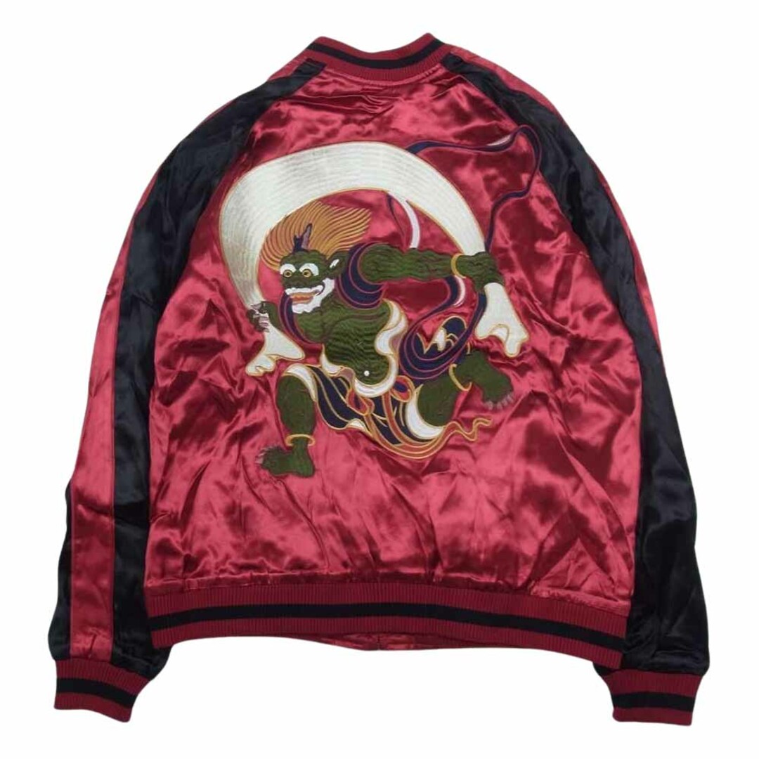 ジャパネスク Japanesque  3RSJ-020 Wind God Vintage Pattern Embroidered Reversible Souvenir Jacket 風神 刺繍 リバーシブル スーベニア ジャケット レッド系 L【新古品】【未使用】L着丈