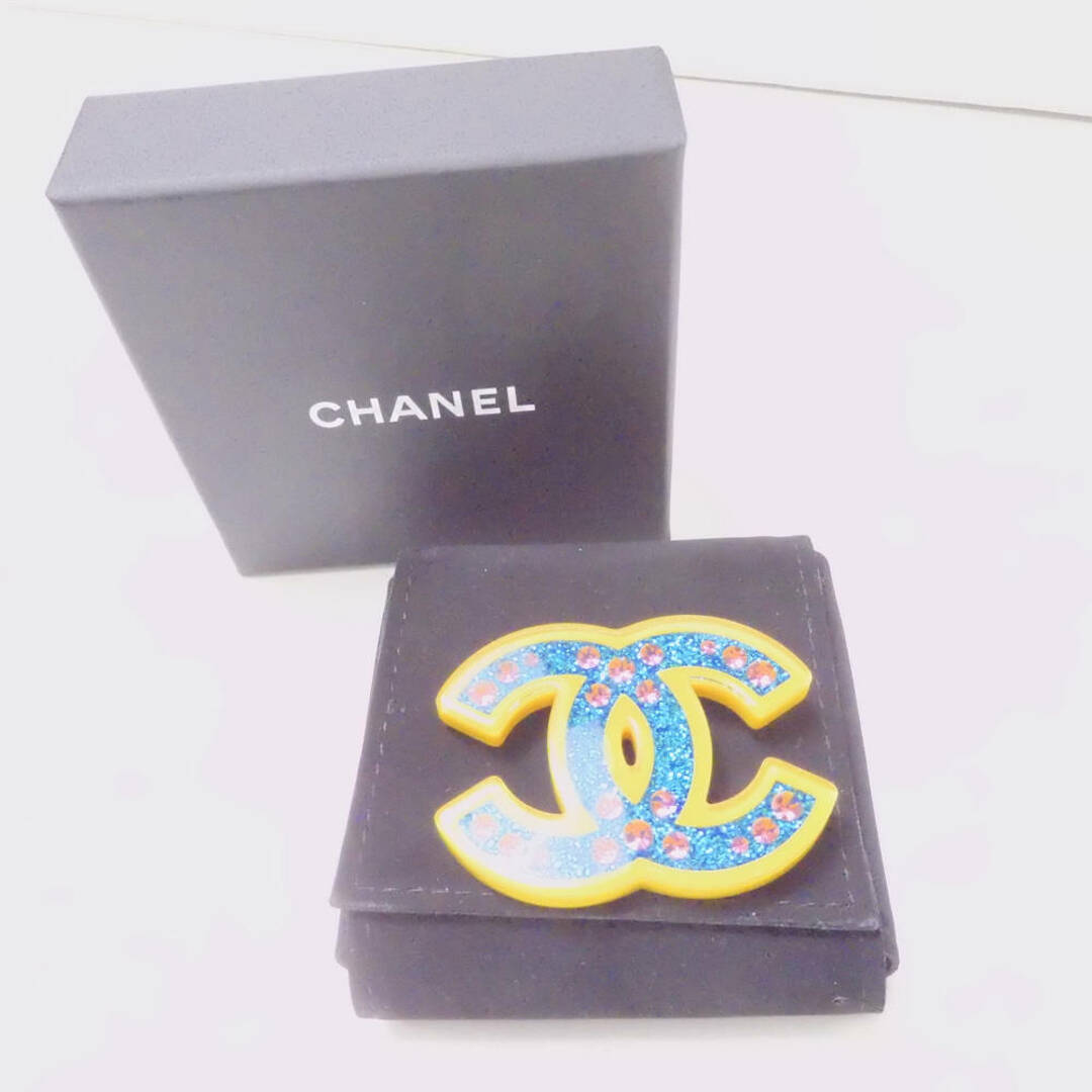 美品 CHANEL シャネル 18C ココブローチ ライトストーン 兼用 AY4729W145cm横