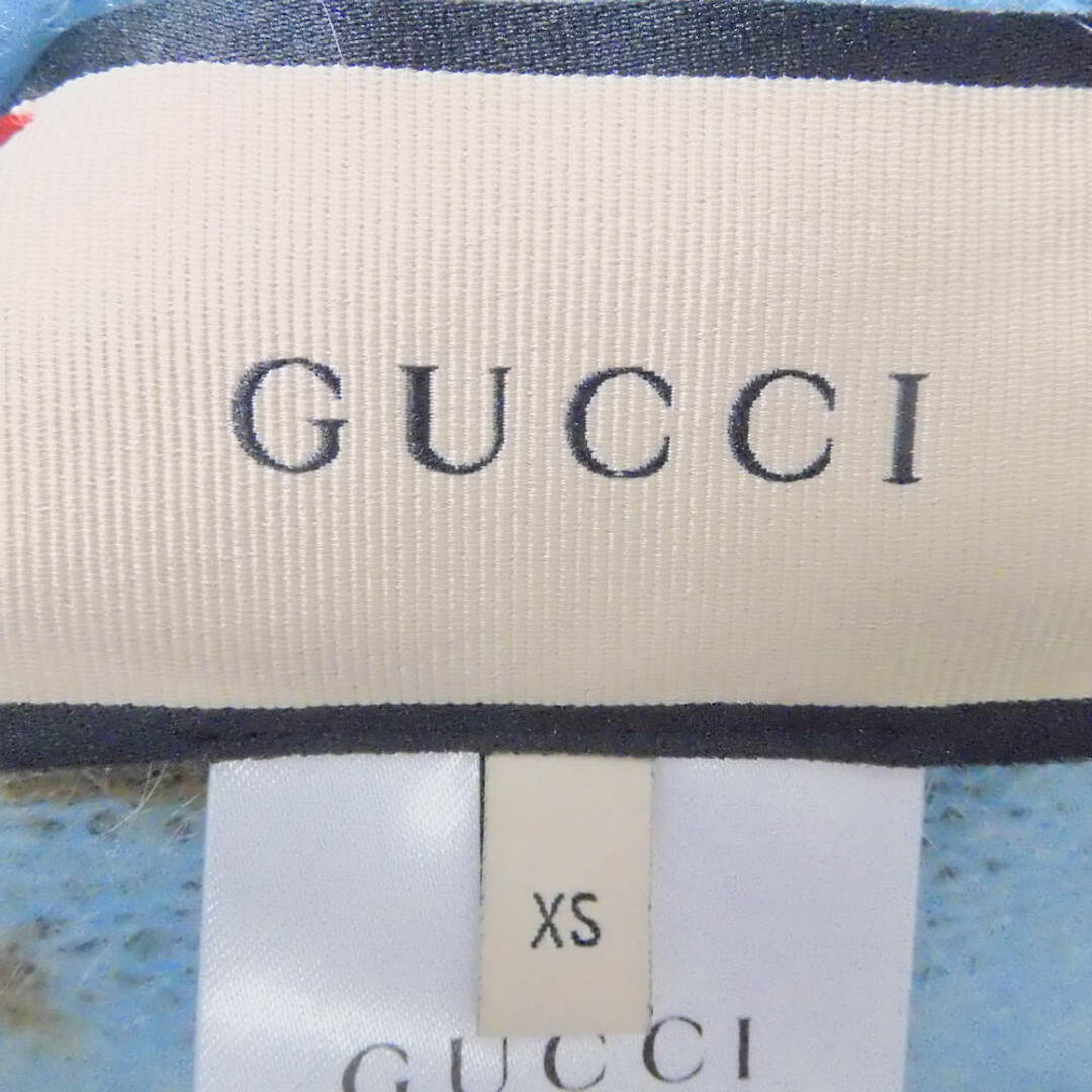 Gucci(グッチ)の美品 GUCCI グッチ 635160 XKBR9 2048 リバーシブル GG モヘアウールカーディガン XS 160 モヘア ナイロン ウール ライトブルー レディース AY4732W1  レディースのトップス(カーディガン)の商品写真