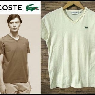 ラコステ(LACOSTE)のG② ラコステ TH632E ピマコットン Vネック Tシャツ アイボリー XS(Tシャツ/カットソー(半袖/袖なし))