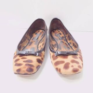 DOLCE&GABBANA ドルチェ＆ガッバーナ パンプス 35.5 フラット バレエ ハラコ レオパード レディース AM5021C (ハイヒール/パンプス)