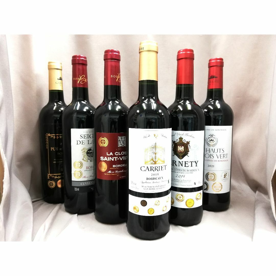 金受賞ボルドー地区　飲み比べ　赤ワイン　6本セット E 食品/飲料/酒の酒(ワイン)の商品写真