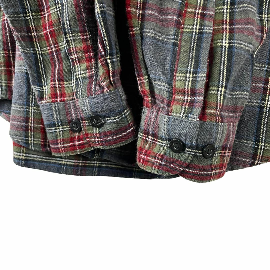 L.L.Bean(エルエルビーン)のエルエルビーン フランネルシャツ 長袖シャツ グレー タータンチェック メンズM メンズのトップス(シャツ)の商品写真
