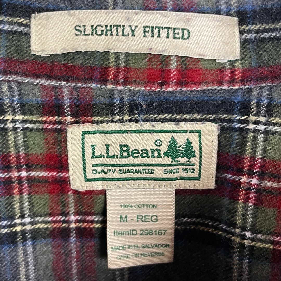 L.L.Bean(エルエルビーン)のエルエルビーン フランネルシャツ 長袖シャツ グレー タータンチェック メンズM メンズのトップス(シャツ)の商品写真