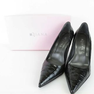 ダイアナ(DIANA)の美品 DIANA ダイアナ CM19460 ポインテッドトゥパンプス 24.5 	エナメル、レザー クロコ型押し ハイヒール 靴 レディース AU2240C (ハイヒール/パンプス)