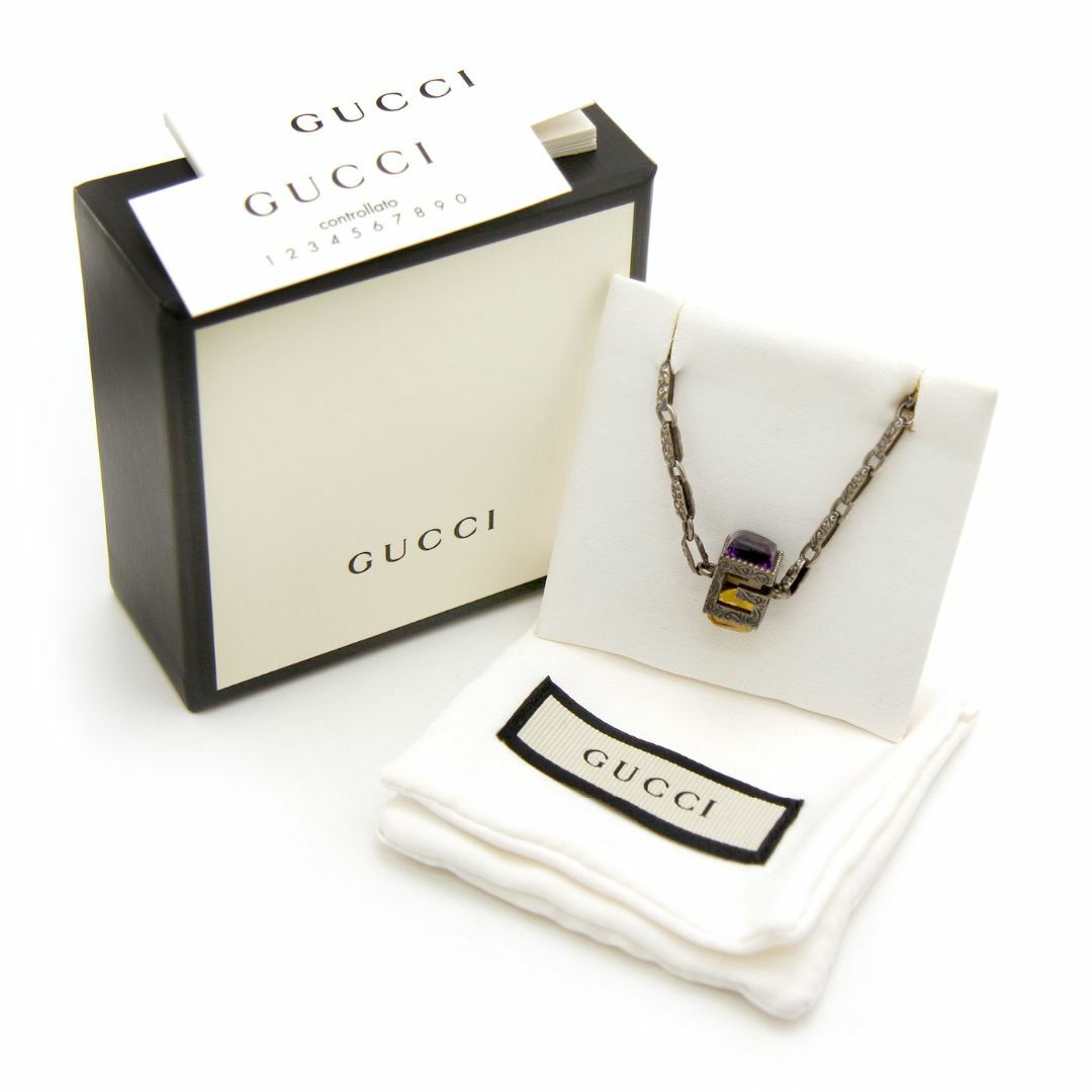 Gucci(グッチ)の良品 グッチ ブレスレット スクエアG カラーストーン 550888 Ag925 シルバー GUCCI ブランド アクセサリー ゴシック アラベスク レディースのアクセサリー(ブレスレット/バングル)の商品写真