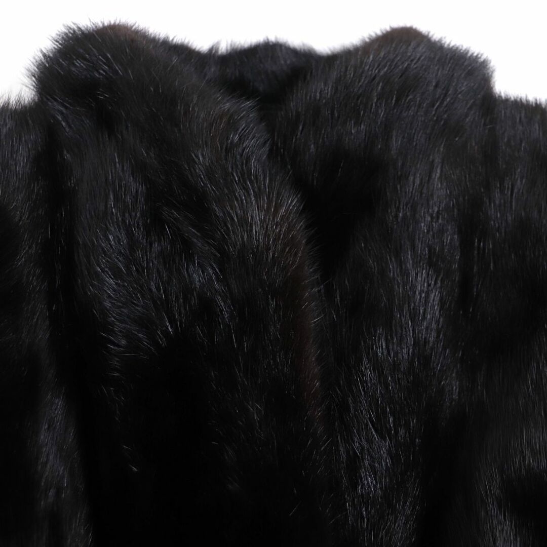 毛並み美品▼MINK ミンク 逆毛 本毛皮コート ブラック 毛質艶やか・柔らか◎約67cm肩幅