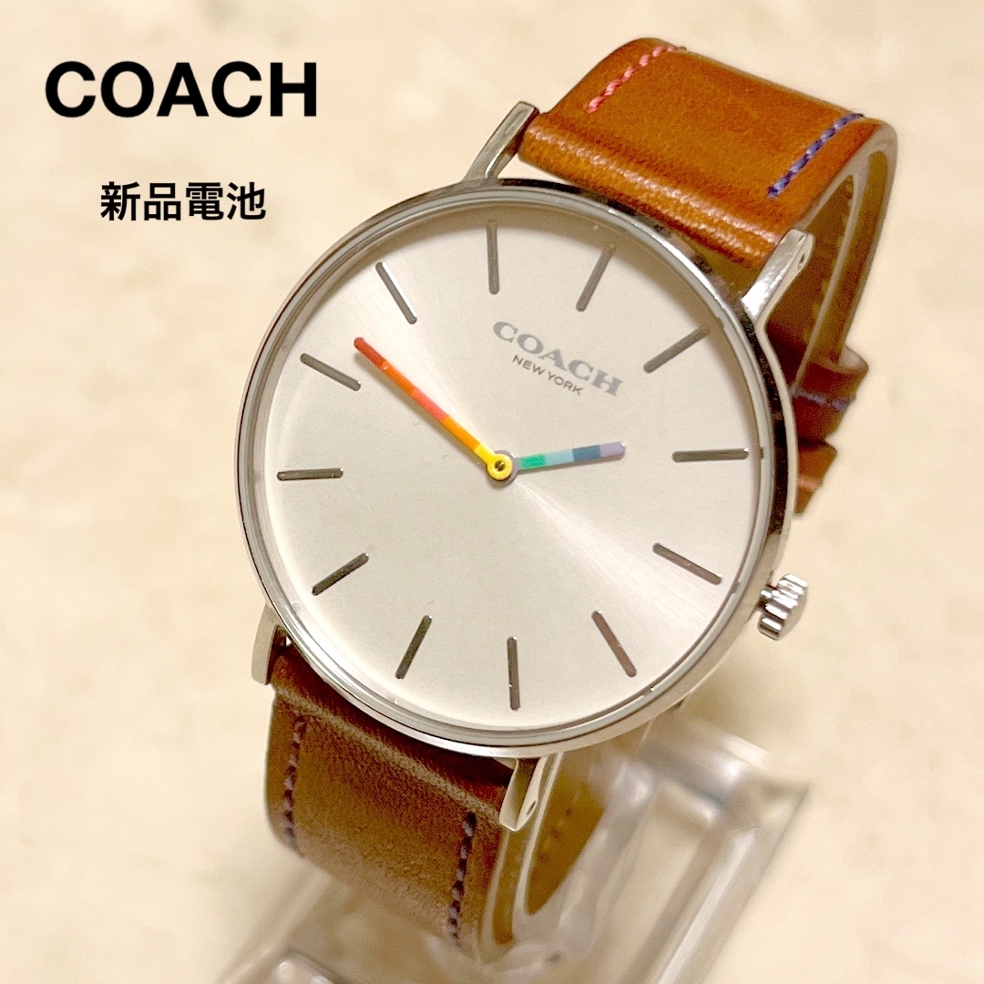 COACH - COACH コーチ 腕時計 レインボー カラフルステッチ 新品電池の ...