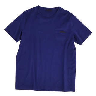 プラダ(PRADA)の美品 プラダ PRADA Tシャツ カットソー 半袖 ショートスリーブ ロゴ柄 トップス メンズ XL ネイビー(Tシャツ/カットソー(半袖/袖なし))
