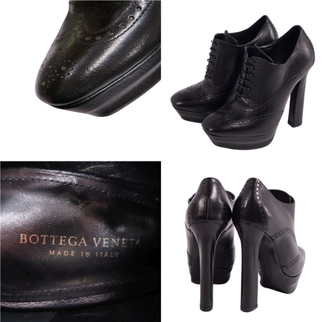 Bottega Veneta(ボッテガヴェネタ)のボッテガヴェネタ BOTTEGA VENETA ブーツ ブーティ ヒール レースアップ ブローグ カーフレザー シューズ レディース 36.5(23.5cm相当) ブラック レディースの靴/シューズ(ブーツ)の商品写真