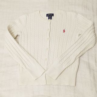 ポロラルフローレン(POLO RALPH LAUREN)のラルフキッズ 140 ケーブルニットカーディガン アイボリー 白 コットンニット(カーディガン)