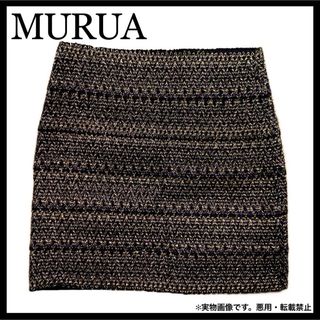 ムルーア(MURUA)の新品 MURUA Black × Gold タイト ミニ スカート 異素材 (ミニスカート)