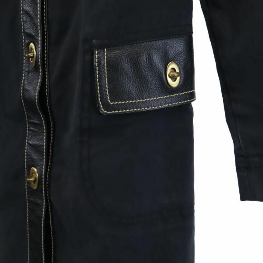 miumiu(ミュウミュウ)のミュウミュウ イタリア製 レザー切替 ステンカラーコート 40 ブラック系 MIUMIU レディース 古着 【231120】 レディースのジャケット/アウター(その他)の商品写真