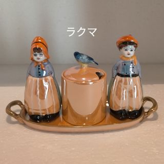 ノリタケ(Noritake)のオールドノリタケ　ラスター彩　オランダ少年少女　コンディメントセット(置物)