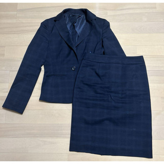アオヤマ(青山)の洋服の青山　ネイビー1ボタンショート丈ジャケット&スカートセット(スーツ)