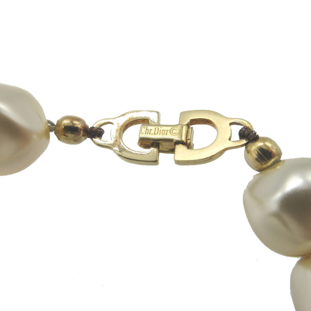 クリスチャンディオール ヴィンテージ フェイクパール メタル ホワイト 白 ゴールド ネックレス 0033【中古】Christian Dior