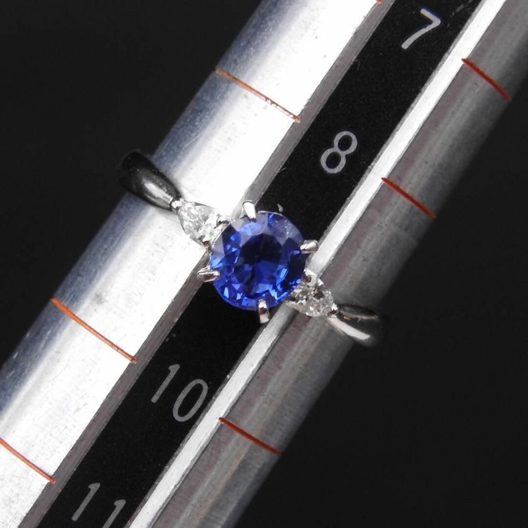 Pt900 ブルーサファイア0.75ct D0.10ct リング 9号 鑑別書付 ...