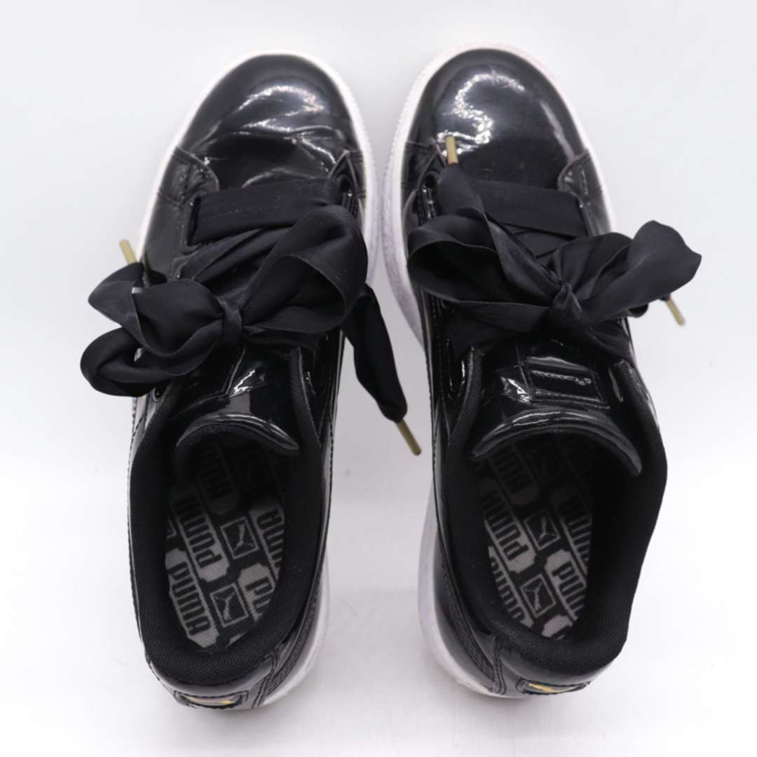 PUMA(プーマ)のプーマ スニーカー バスケット ハート パテント 363073 01 リボン シューズ 靴 黒 レディース 23.5cmサイズ ブラック PUMA レディースの靴/シューズ(スニーカー)の商品写真